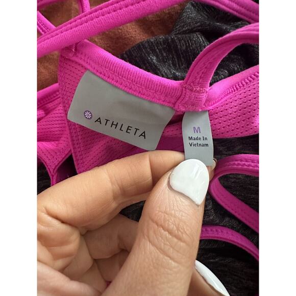 Athleta Size Medium Hidden Agenda Built In Bra Gray Pink Dress - Picture 5 of 5